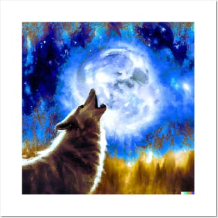 Wolf and Moon Posters and Art